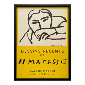Henri Matisse Vintage 1952 Mid Century Modern Mourlot Fine Art Lithograph Print Framed Paris Exhibition Poster