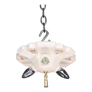 Restored 1930s Art Deco Ceramic Flush Mount Light For Sale