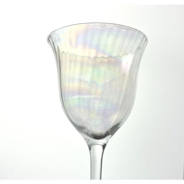 1960s Vintage Mid-Century Lustre Iridescent Rainbow Pearl Optic Set of 4 Wine Glasses For Sale In Dallas - Image 6 of 6
