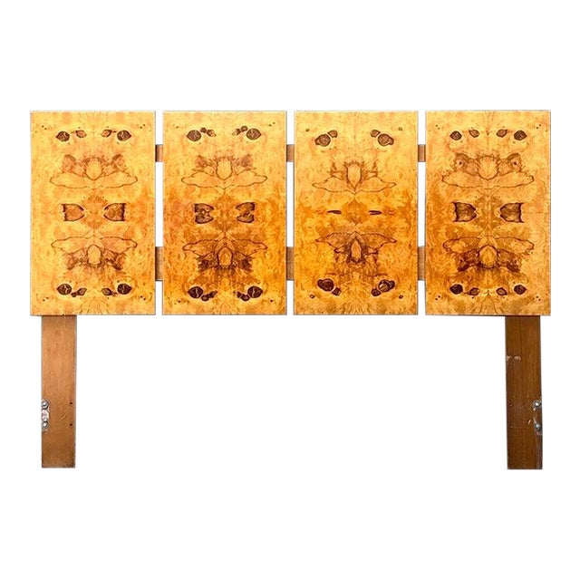 Vintage Lane Altavista Book Matched Burl Wood Full Headboard For Sale