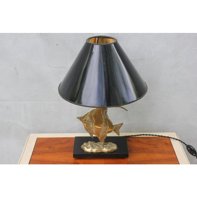 Brass Fish Statue Table Lamp For Sale - Image 9 of 10