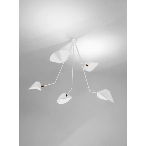 Modern White Spider Ceiling Lamp with Five Curved Fixed Arms by Serge Mouille For Sale - Image 3 of 6