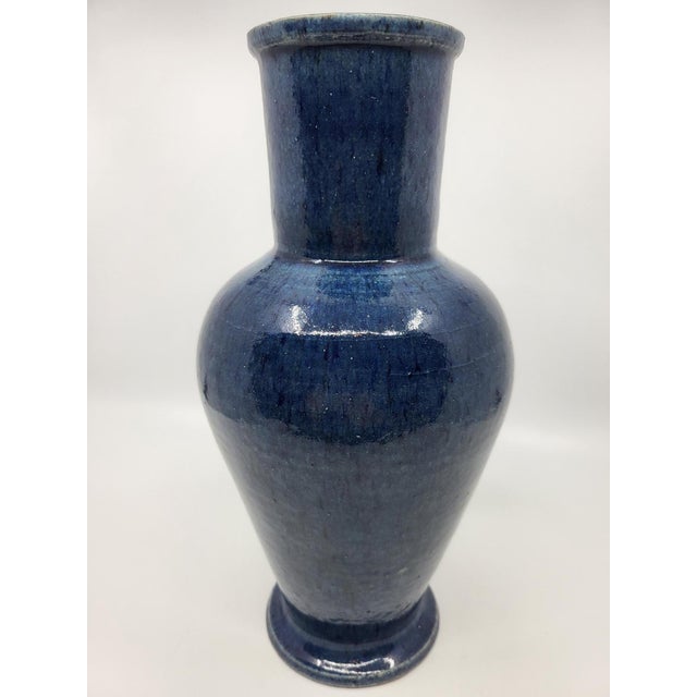 Vase in French Blue Enamelled Stoneware from Accolay, 1970s For Sale - Image 10 of 10