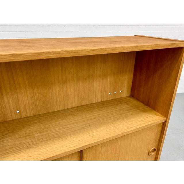 Mid Century Modern Oak Bookcase | Danish MCM Storage Cabinet, C. 1960’s For Sale - Image 9 of 14