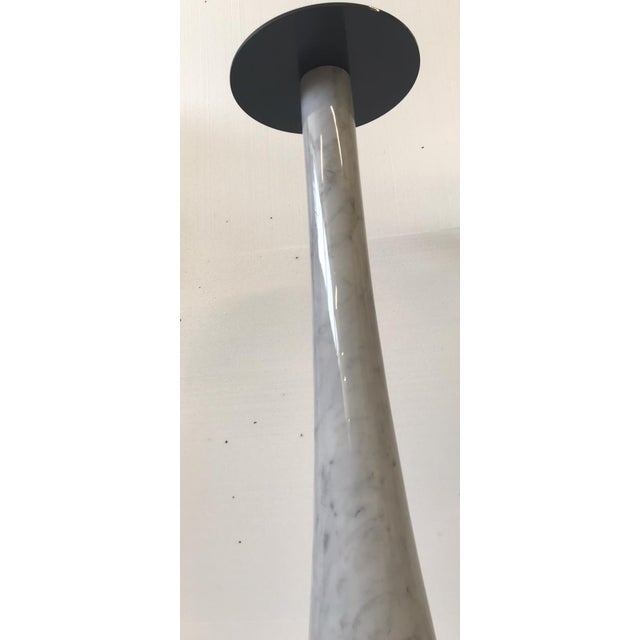 Gueridon Display Column Waiting Room Model in White Carrara Marble and Lacquered Iron by Angelo Mangiarotti, 1980s, in...