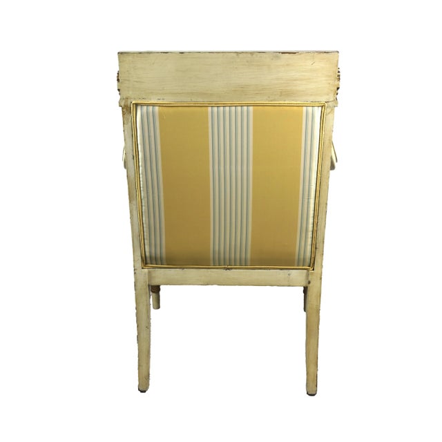 Late 20th Century Vintage Late 20th French Empire Style Giltwood Armchairs With Striped Fabric For Sale - Image 5 of 11