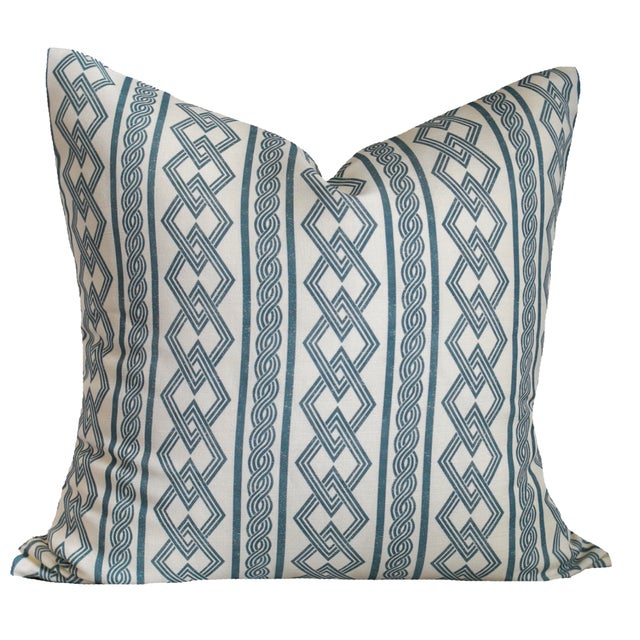 Lauren Servati Textiles, Lagoon // Seaworthy 22"x22" pillow pair (two pillows!) Double-sided throw pillow with a knife...