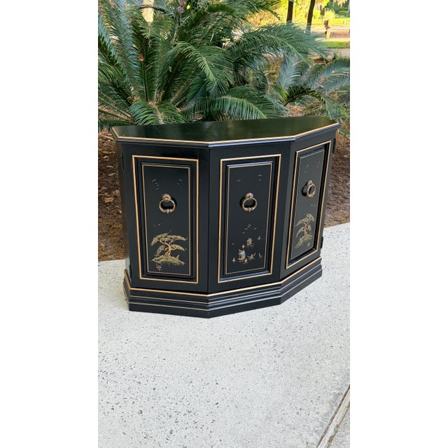 This chinoiserie handpainted cabinet is the perfect size for a a small entrance hall or any spot that needs a narrow depth...