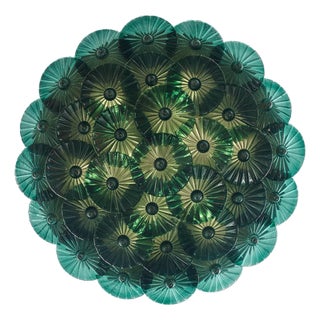 Deep Teal Venetian Glass Flush Mount by Carlo Nason, Murano, Italy For Sale