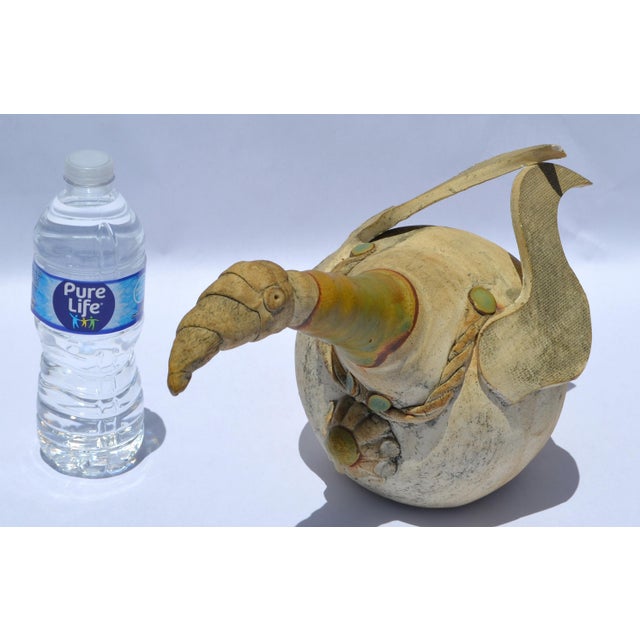 Ceramic 1950s Abstract Italian Ceramic Pottery Wood Bird Sculpture Mixed Media Handmade For Sale - Image 7 of 17
