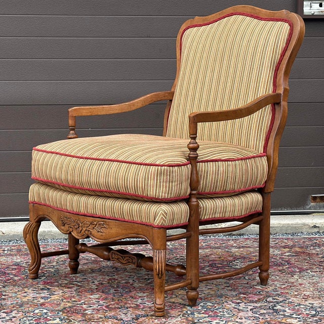 French Country Highland House Genevieve French Country Bergere Lounge Chair For Sale - Image 3 of 12