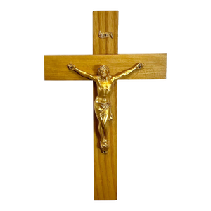 1940s Vintage Traditional Rustic European German Pine Crucifix
