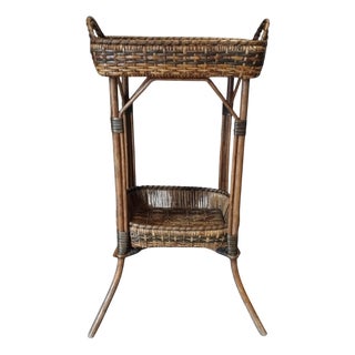 Antique Wicker Side Table, 1890s For Sale