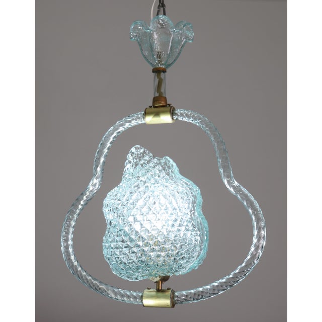 1950s Art Deco Charming Light Blu Murano Glass Chandelier by Barovier E Toso For Sale - Image 11 of 16