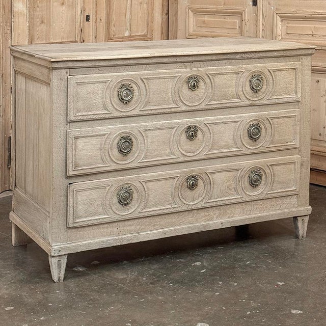 Rustic European 18th Century French Louis XVI Period Commode in Stripped Oak For Sale - Image 3 of 16