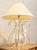 Mid 20th Century Sculptural Lucite Loop Table Lamp With Clear Curved Base and Linen Shade For Sale - Image 4 of 8