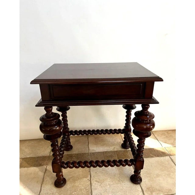 Uttermost Side Table Gothic Style Barley Twist Legs Drawer by Uttermost Furniture For Sale - Image 4 of 10