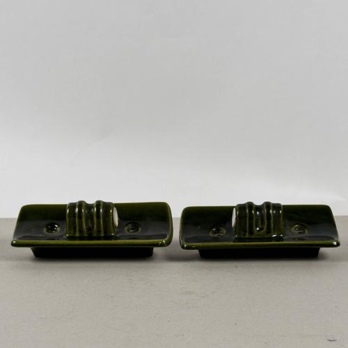 Art Deco Wall Lamps in Green Glazed Ceramic, Set of 2 For Sale - Image 9 of 9