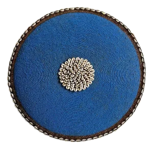 Vintage Blue Beaded Cowry Shield Wall Decor