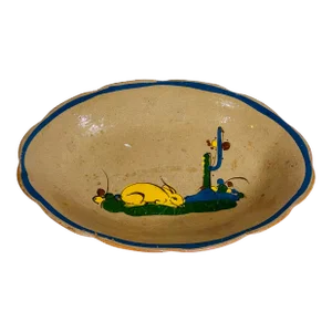 Antique Mexico Tlaquepaque Serving Bowl