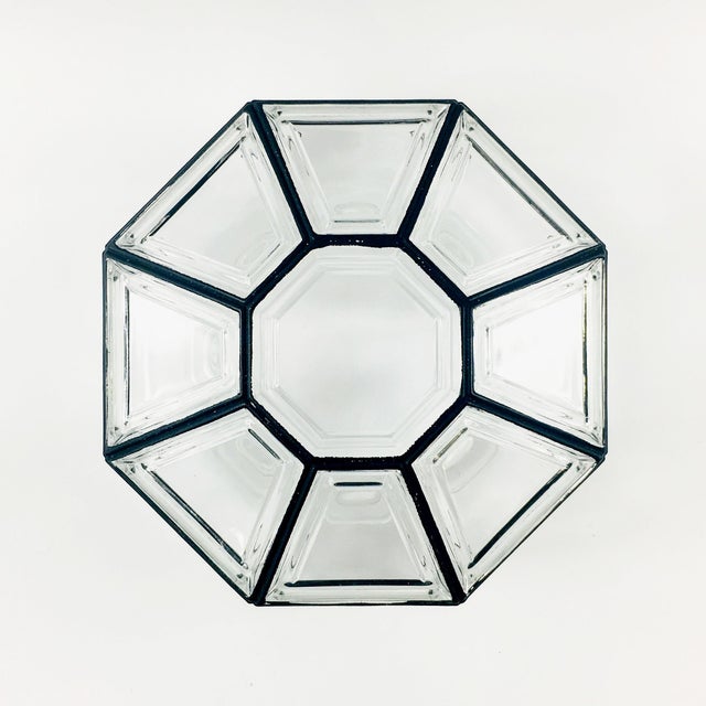 Transparent Mid-Century Modern Glass & Brass Ceiling Light/Flush Mount From Limburg, Germany, 1960s For Sale - Image 8 of 10