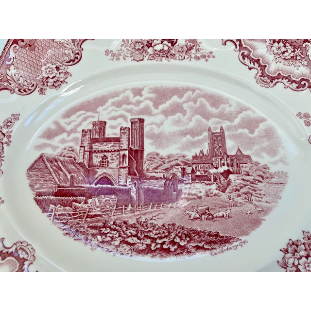 Mid 20th Century Vintage English Pink Old Britain Castles Johnson Brothers Serving Platter For Sale - Image 5 of 10