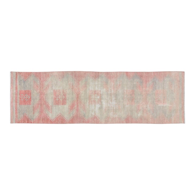 1960s Vintage Anatolian Oushak Handmade Hand Knotted Runner Rug With Natural Colors,2'10''x10' For Sale