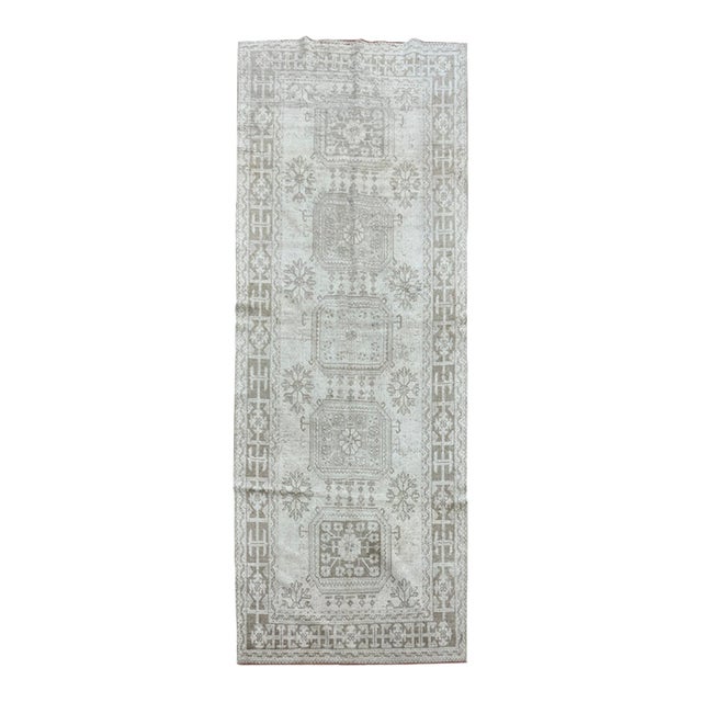 Vintage Turkish Hand Knotted Wool Runner 4’5” X 11’ For Sale