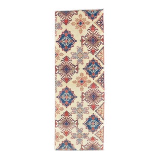 Kazak Runner 2'2'' X 6'1'' Beige Wool Tribal Hand-Knotted Oriental Rug For Sale