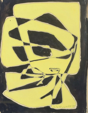 Unknown Artist, Abstract Composition, 1955, Mixed Media on Paper