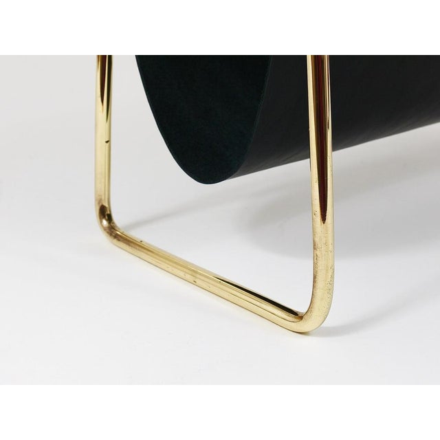 Mid-Century Magazine Rack in Brass and Black Leather by Carl Auböck, 1950s For Sale - Image 18 of 18