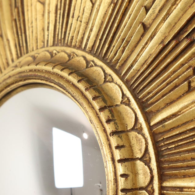 Vintage Sunburst Mirror in Gold Leaf Resin, 1960s For Sale - Image 11 of 18