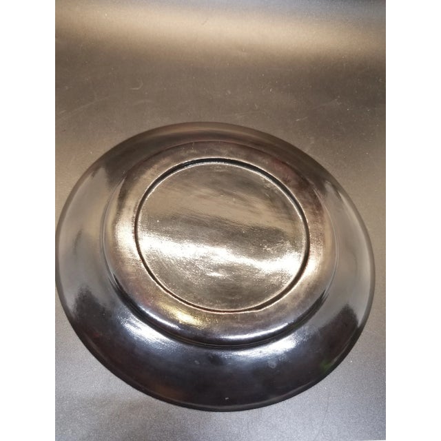 Asian Vintage Asian Handpainted Wood Plate With Gold Accent.Scene For Sale - Image 3 of 4