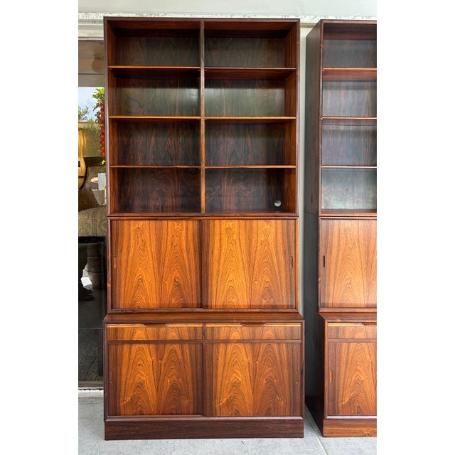 Wood Mid 20th Century Carlo Jensen Poul Hundevad Danish Rosewood Bookcases, Pair For Sale - Image 7 of 15