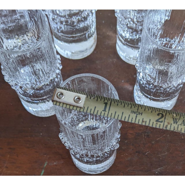 Transparent Late 20th Century Seven (7) Iittala "Niva" Textured Icicle Cordial Shot Glasses Designed by Tapio Wirkkala For Sale - Image 8 of 9