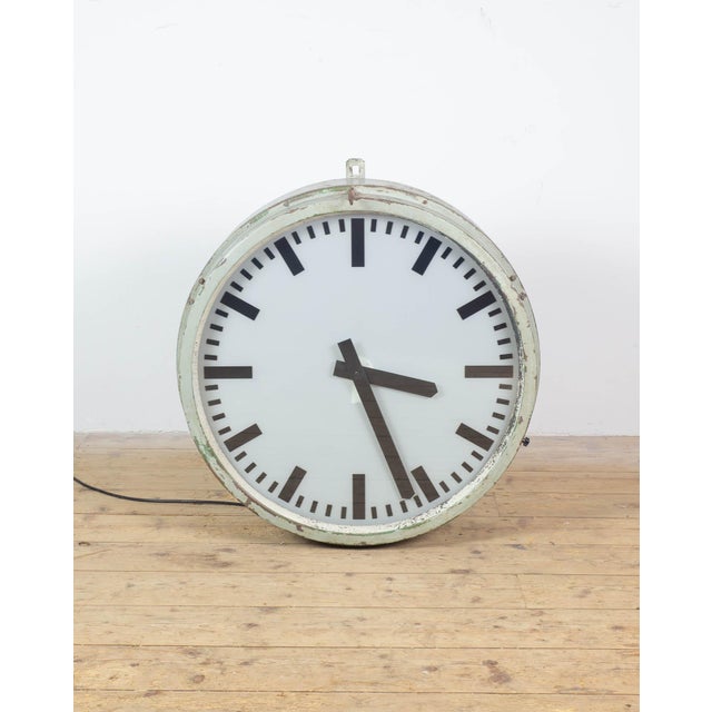 Large Station Wall Clock with Lights, 1950s For Sale - Image 9 of 9