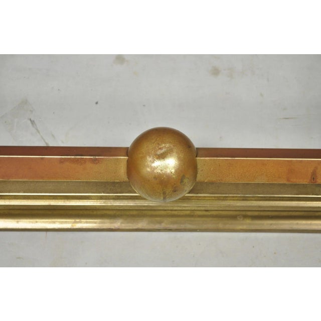 Antique Victorian Art Nouveau Patinated Brass Scrolling 51" Fireplace Fender For Sale - Image 9 of 13