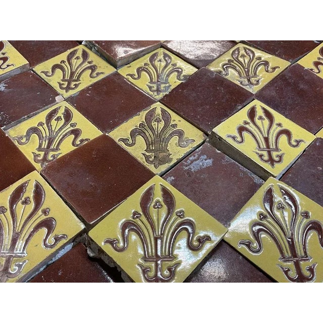 Set of tiles by Paul Loebnitz (1836-1895) - Total surface: 90cm by 90cm.