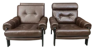 Set of Leather Armchairs, Denmark, 1960s