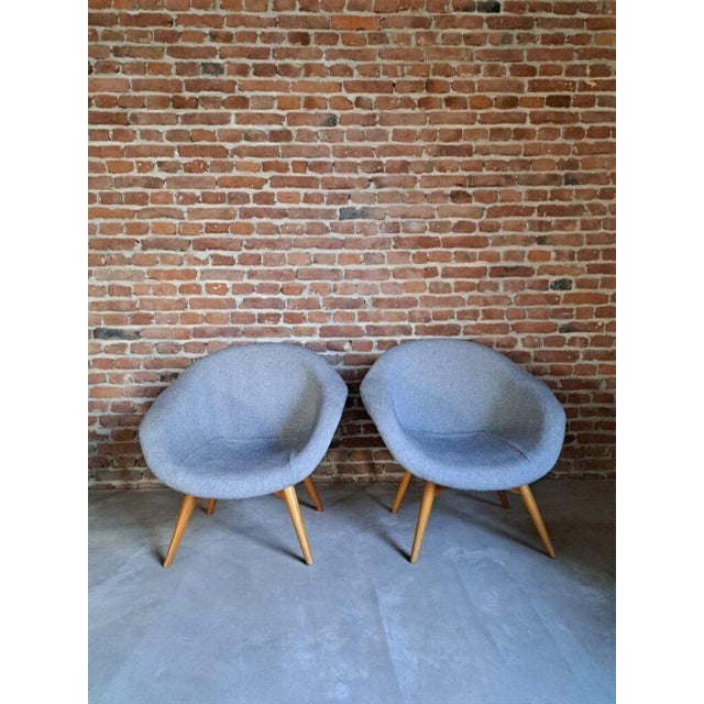 Vintage Lounge Chairs in Fabric, Set of 2 For Sale - Image 6 of 6