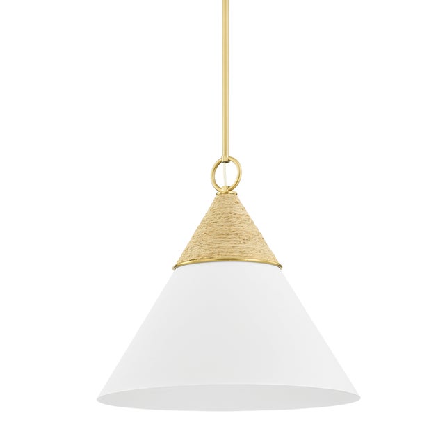 A classic cone shape with coastal flair, Mica features a rattan-wrapped, textured white shade accented by beautiful Aged...