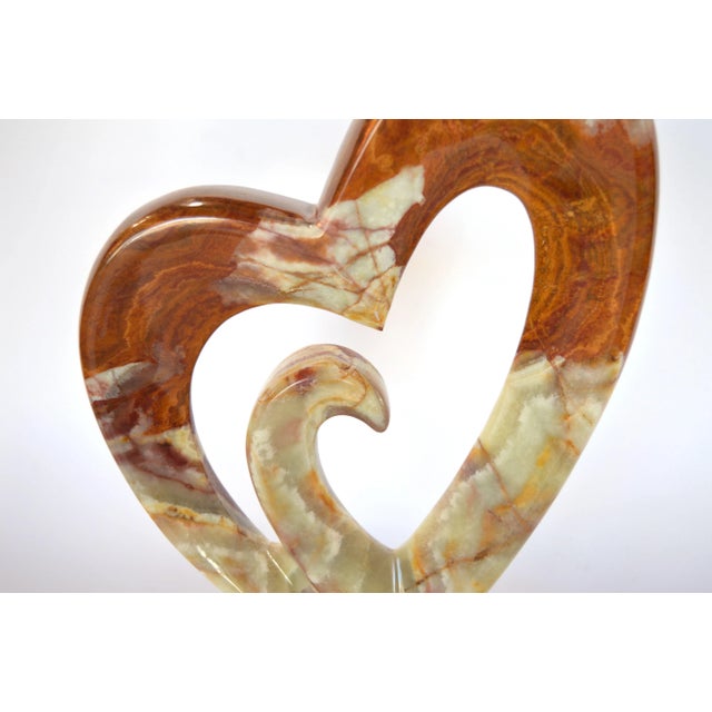 Mid 20th Century Onyx Heart Sculpture For Sale - Image 4 of 6