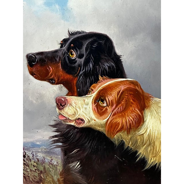 1 Painting Victorian c.1880 Gordon & Irish Red & White Setters — Signed By the artist Colin Graeme Roe, oil on Winsor &...