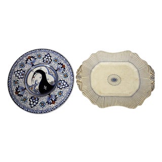 Vintage Ceramic Plates, France, Set of 2 For Sale