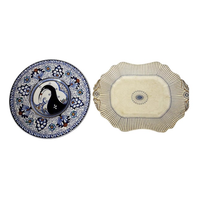 Vintage Ceramic Plates, France, Set of 2 For Sale