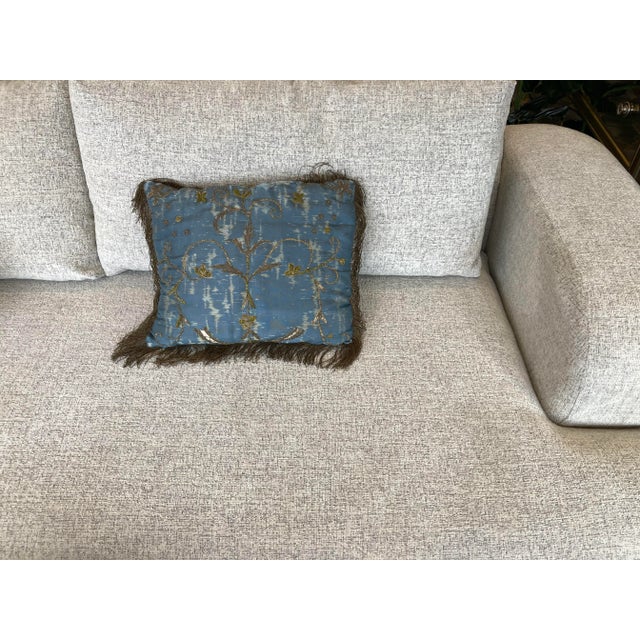 Mid 18th Century Blue & Gold Pillow For Sale - Image 4 of 13