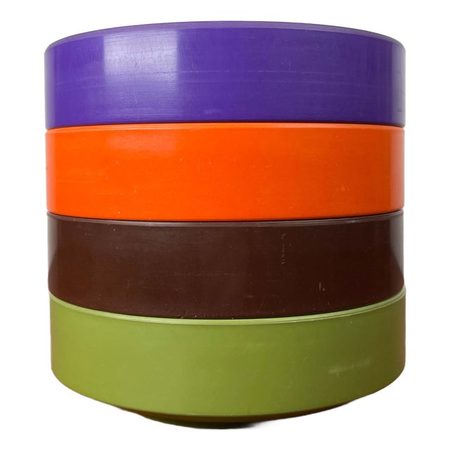 Danish Mid-Century Modern Space Age Stacking Mepal Bowls from Rosti, 1960, Set of 4 For Sale