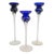 Art Deco Vintage Romanian Cobalt Blue Hand-Blown Crystal Candlesticks With Twisted Stems – Set of 3 For Sale - Image 3 of 9