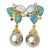 Bochic “Orient” Opal, South Sea Pearls & Sapphires Earrings Set 18k Gold & Silver - 2 Pieces For Sale