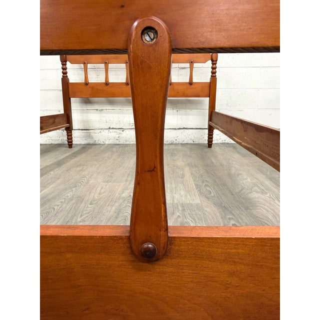 Vintage Full Size Early American Colonial Style Maple Spindle Low Poster Bed For Sale - Image 10 of 10